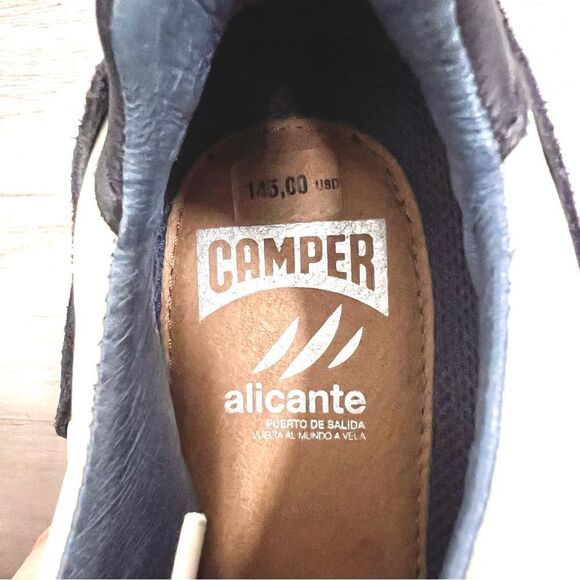 Camper low cut sneakers sz 11. Genuine suede and leather Cream Gray Navy Blue - Picture 9 of 14
